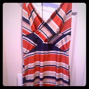 Multi color shoulder strap vneck dress